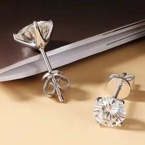 CERT 1 CTW Moissanite Diamond Round Stud Earrings Birthday Anniversary Gift